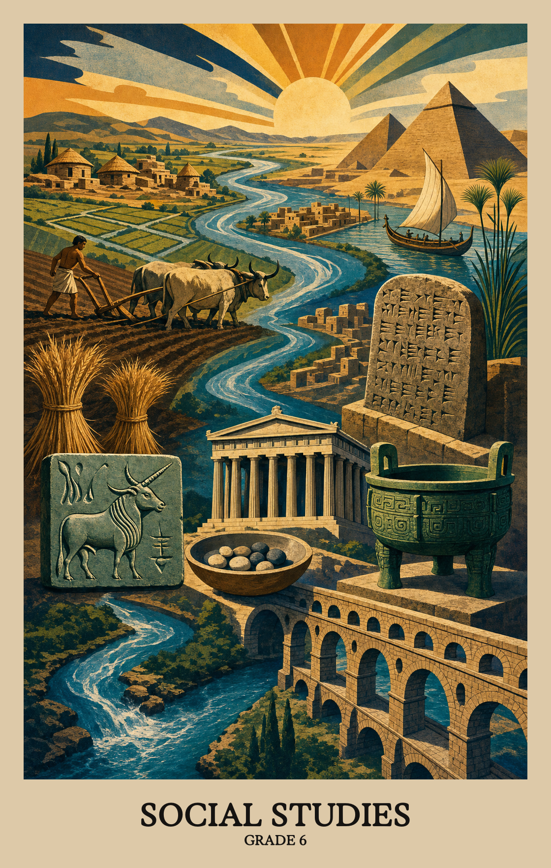 Illustration of what students learn in Grade 6 Social Studies